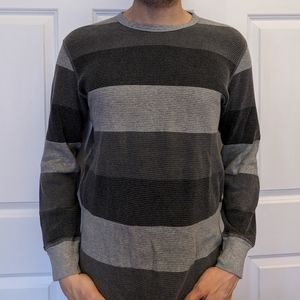 Grey Striped Waffle Sweater
